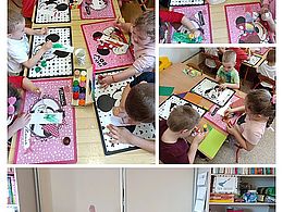 Dzieci z grupy misiów wykonujące zabawy tematyczne z okazji Dni Psa.