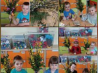 Kolaż zdjęć dzieci z palemkami 