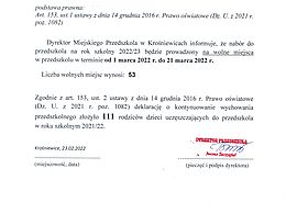 Informacja o ilości wolnych miejsc 