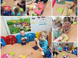 Dzieci w trakcie wykonywania pasty jajecznej 