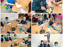 Dzieci podczas wykonywania pasty jajecznej 