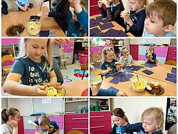 Dzieci w trakcie wykonywania pasty jajecznej 