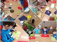 Dzieci podczas wykonywania pasty jajecznej 